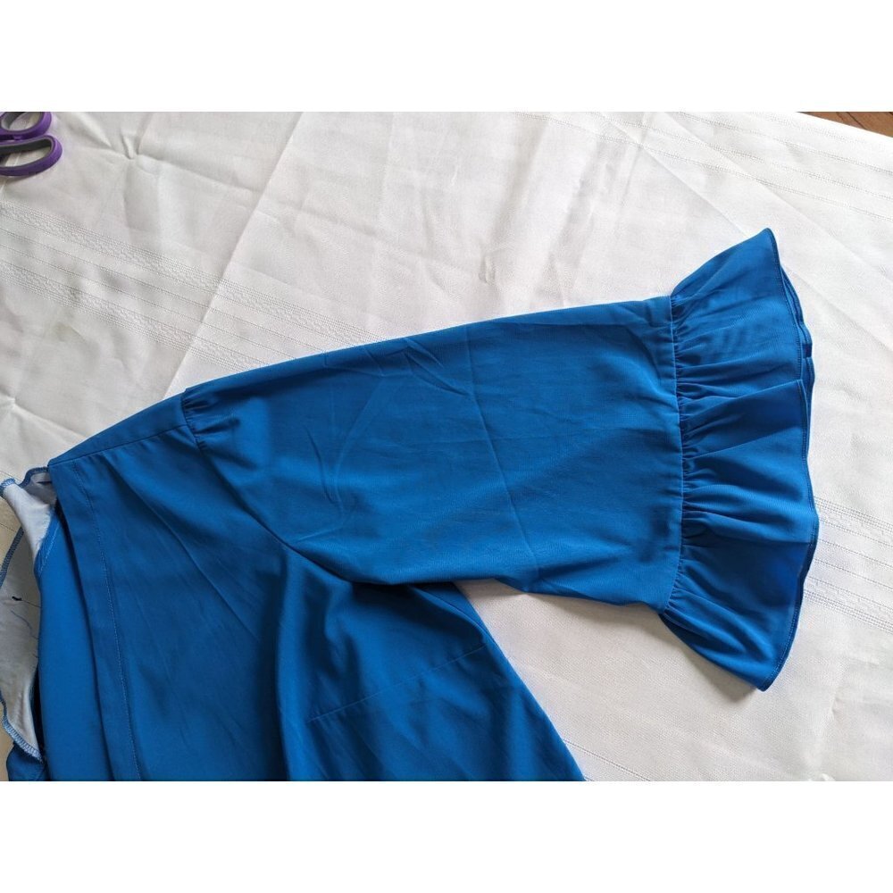 Vintage 90s BOB MACKIE Wearable Art Cerulean Open Cardigan Ruffle Sleeve Size 1X - Picture 7 of 8